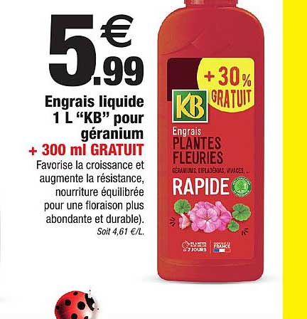 Engrais Liquide 1 L "kb" Pour Géranium
