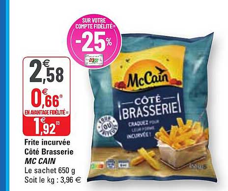 frite incurvée côté brasserie mc cain