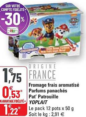 fromage frais aromatisé parfums panachés pat' patrouille yoplait