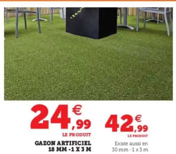 gazon artificiel 18 mm - 1 x 3 m