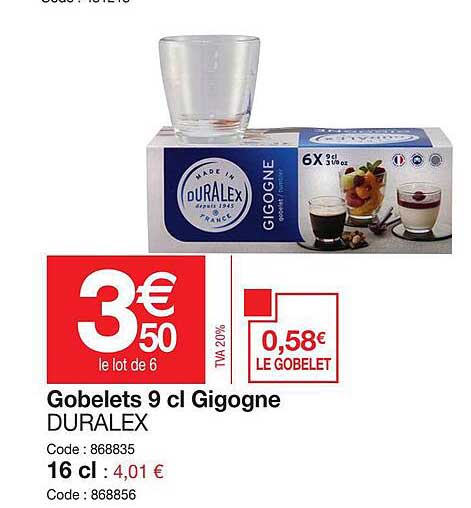 gobelets 9 cl gigogne duralex