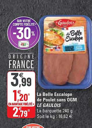 la belle escalope de poulet sans ogm le gaulois