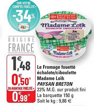 le fromage fouetté échalote - ciboulette madame loïk paysan breton