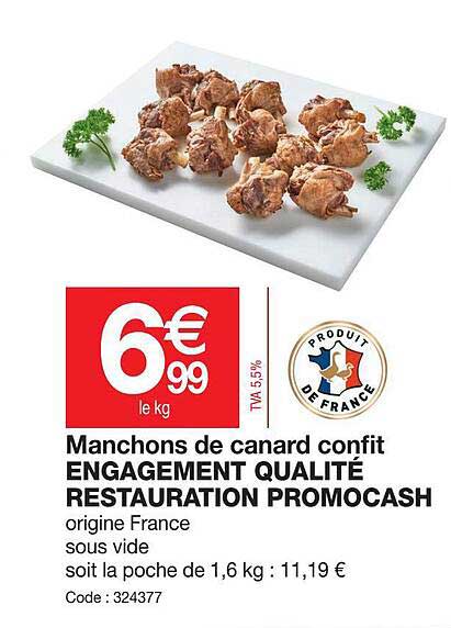 manchons de canard confit engagement qualité restauration promocash