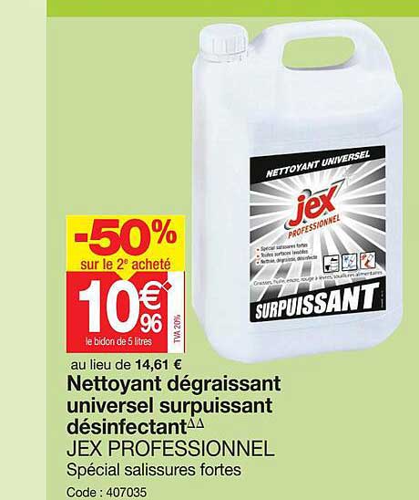 Nettoyant Dégraissant Universel Surpuissant Désinfectant Jex Professionnel