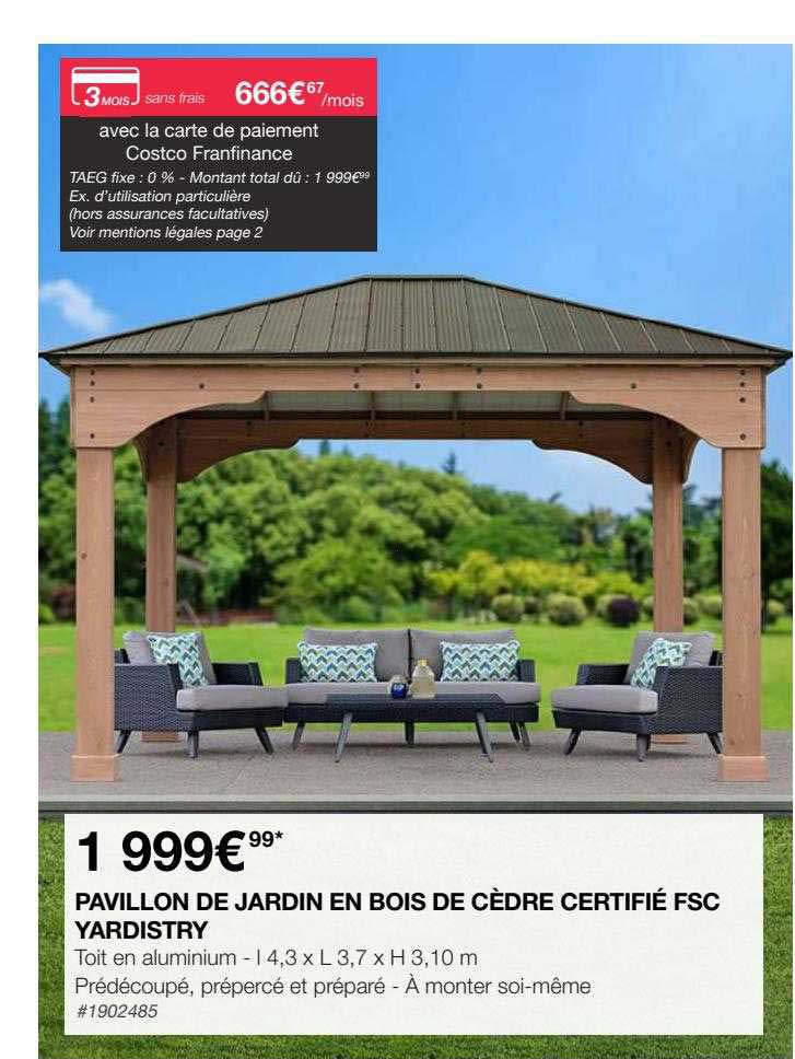 pavillon de jardin en bois de cèdre certifié fsc yardistry