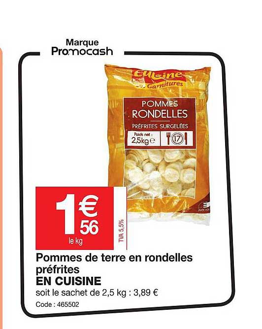 pommes de terre en rondelle préfrites en cuisine