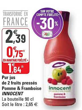 pur jus de 2 fruits pressés pomme & framboise innocent