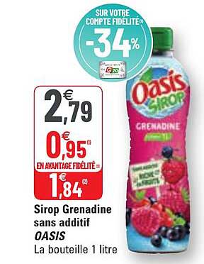 sirop grenadine sans additif oasis