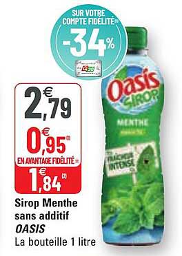 sirop menthe sans additif oasis