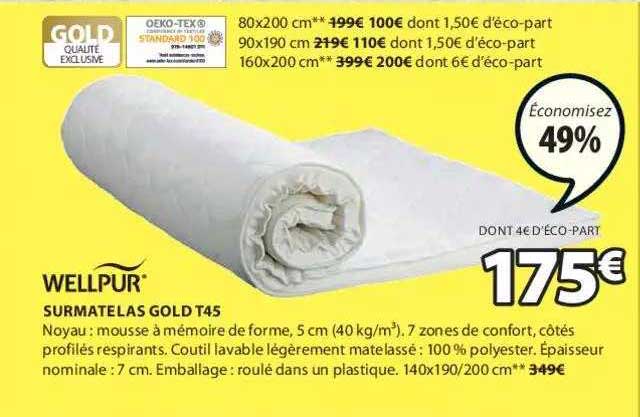 surmatelas gold t45 wellpur