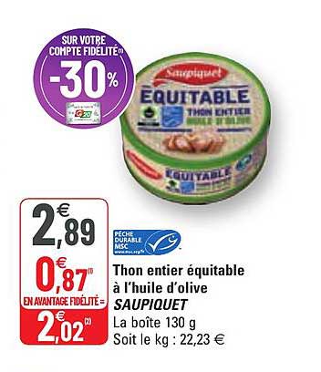 Thon Entier équitable à L'huile D'olive Saupiquet