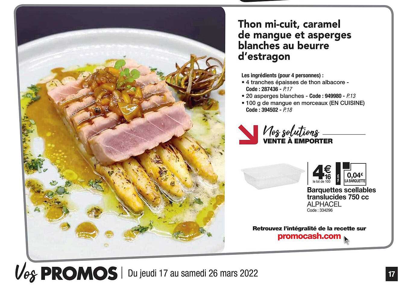thon mi-cuit, caramel de mangue et asperges blanches au beurre d'estragon