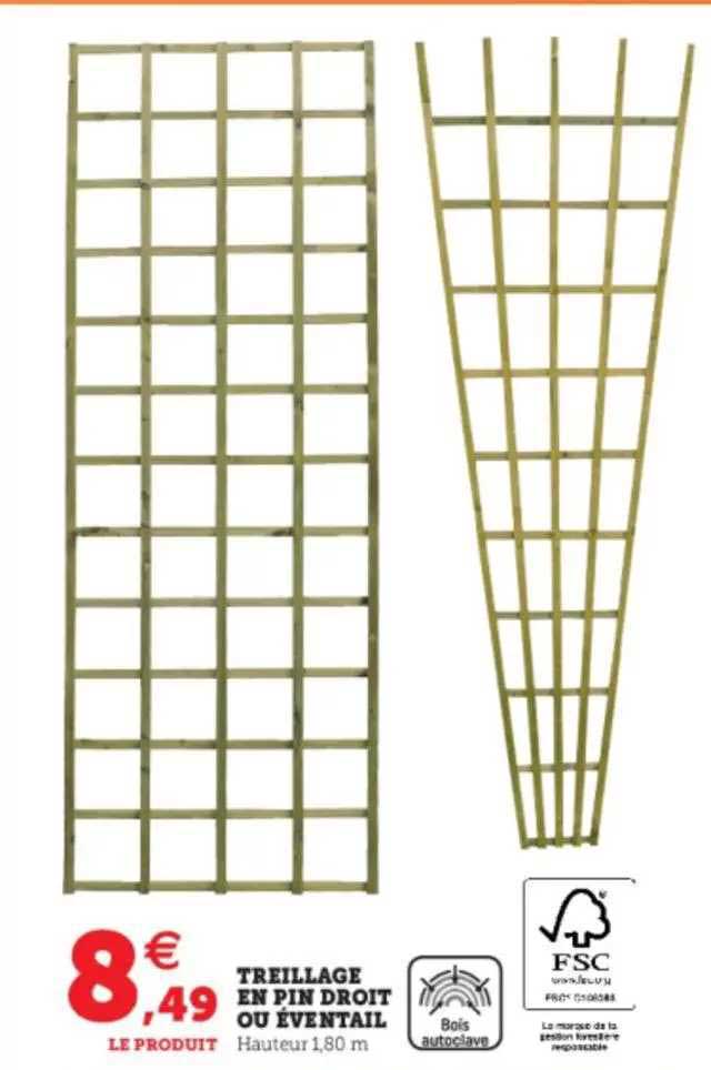 treillage en pin droit ou éventail