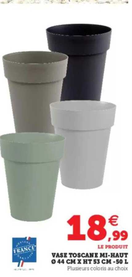 vase toscane mi-haut ø 44 cm x ht 53 cm - 50 l