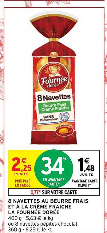 8 navettes au beurre frais et à la crème fraîche la fournée dorée