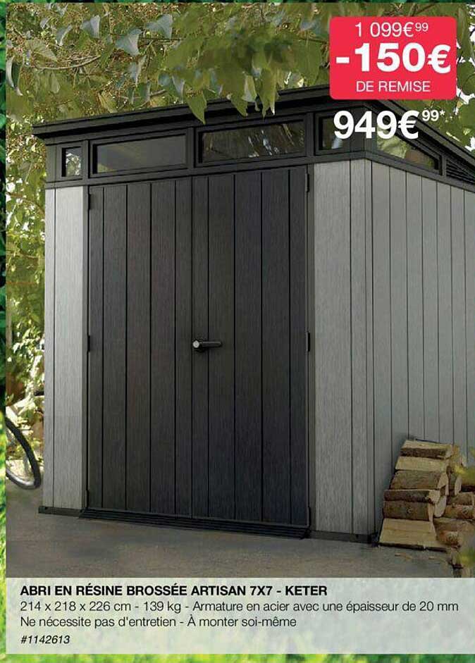 abri en résine brossée artisan 7x7 - keter