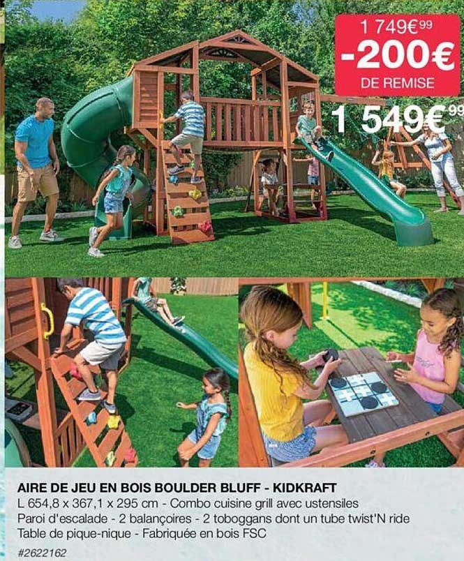 aire de jeu en bois boulder bluff - kidkraft