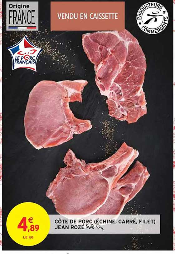 côte de porc (échine, carré, filet) jean rozé