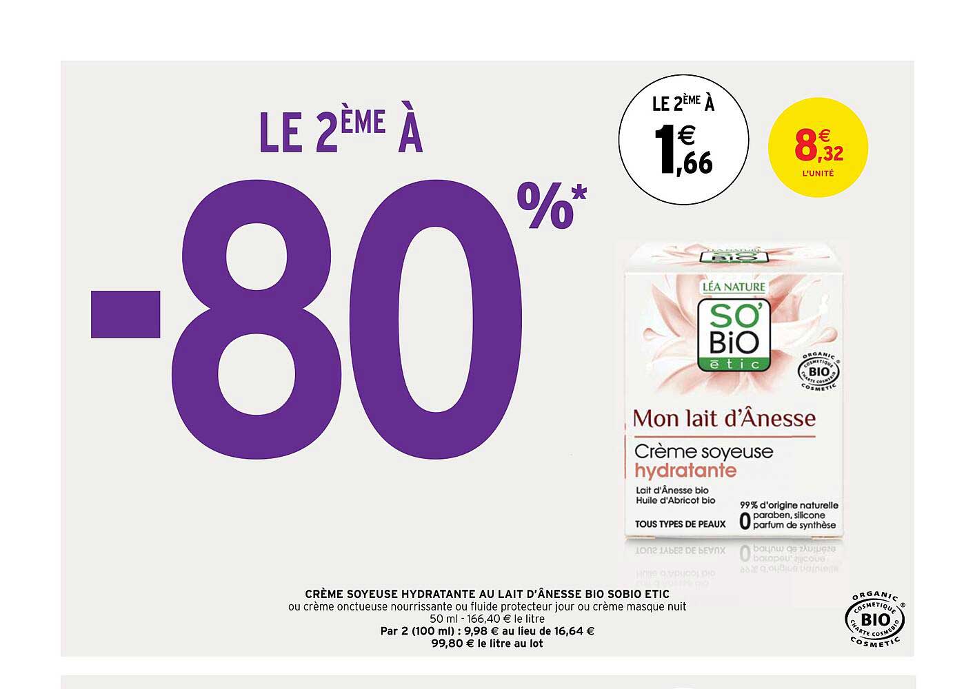 crème soyeuse hydratante au lait d'ânesse bio sobio étic