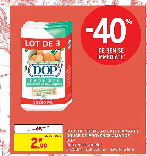 douche crème au lait d'amande douce de provence amande dop