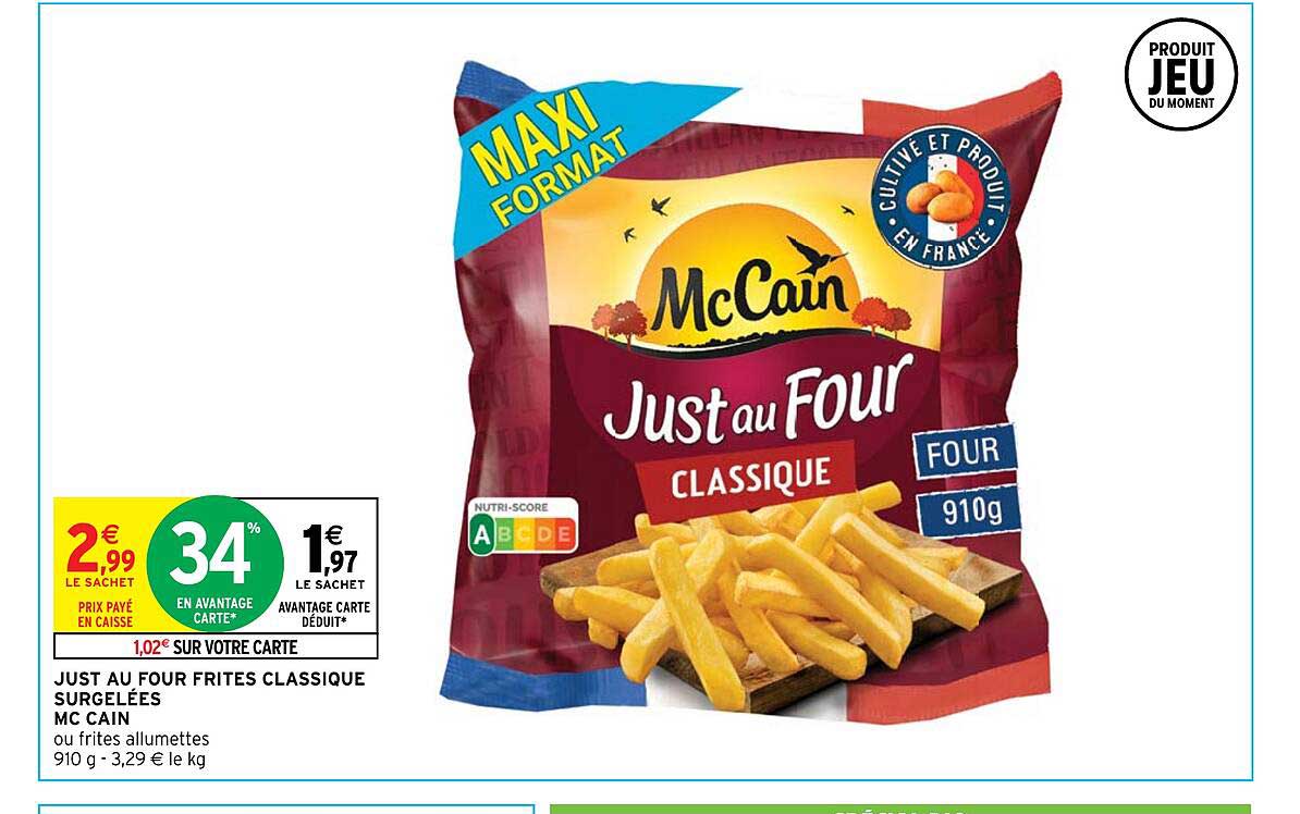 just au four frites classique surgelées mc cain