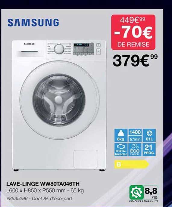 lave-linge ww80ta046th samsung