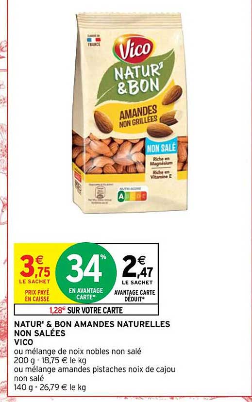 natur' & bon amandes naturelles non salées vico