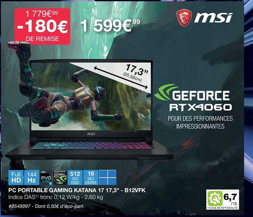 pc portable gaming katana 17 17,3" - b12vfk msi