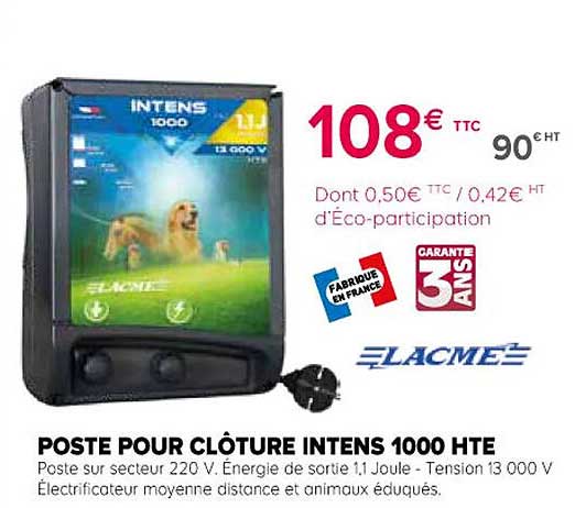 poste pour clôture intens 1000 hte lacme