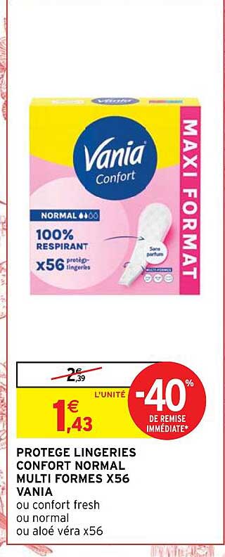 protège lingeries confort normal multi formes x 56 vania