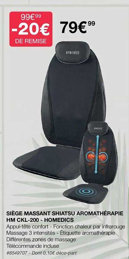 siège massant shiatsu aromathérapie hm ckl-200 - homedics