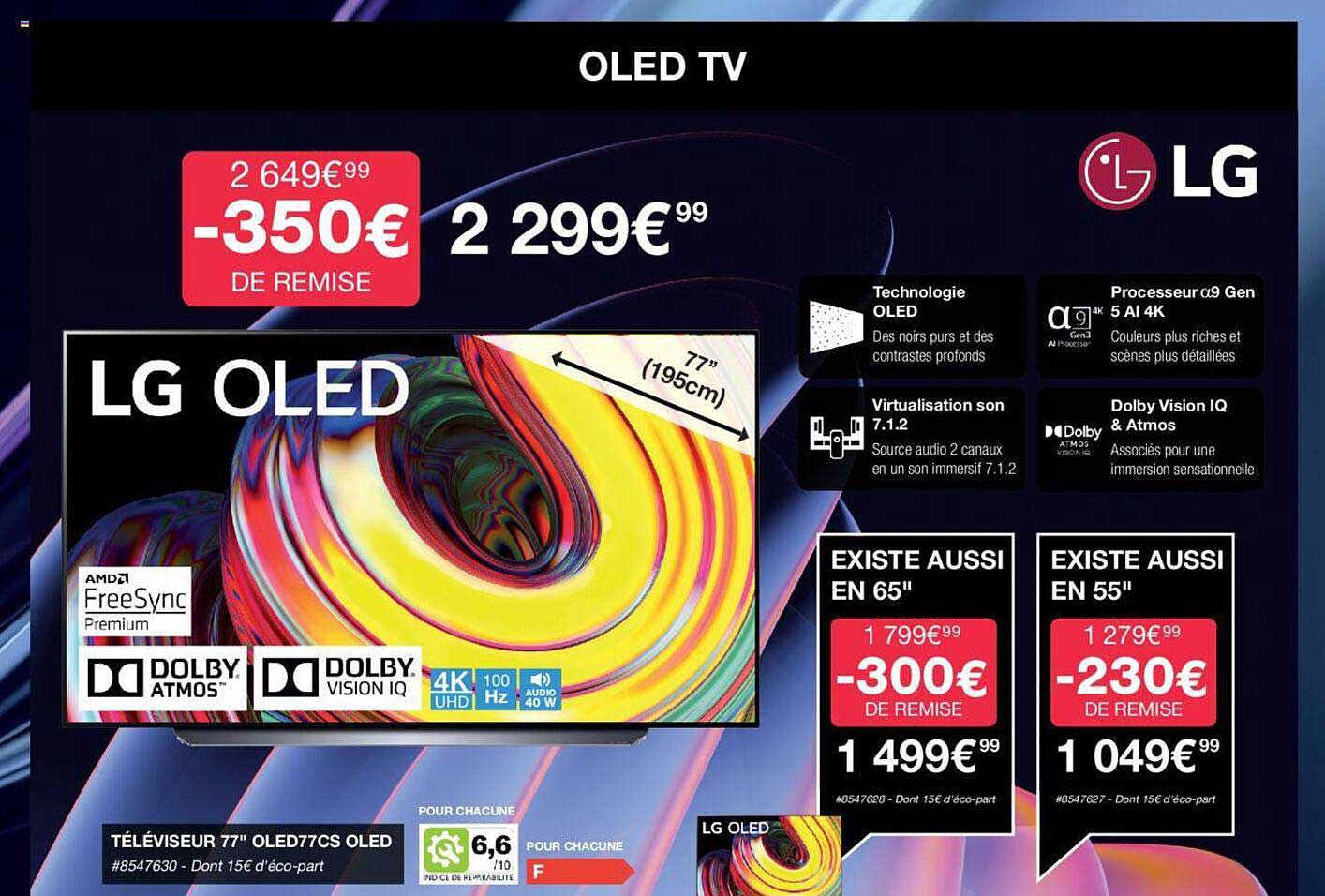 Téléviseur 77" Oled77cs Oled 195 Cm Lg