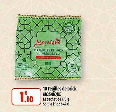 10 feuilles de brick mosaïque