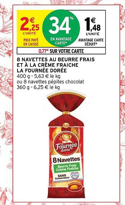 8 navettes au beurre frais et à la crème fraîche la fournée dorée