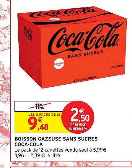 boisson gazeuse sans sucres coca-cola
