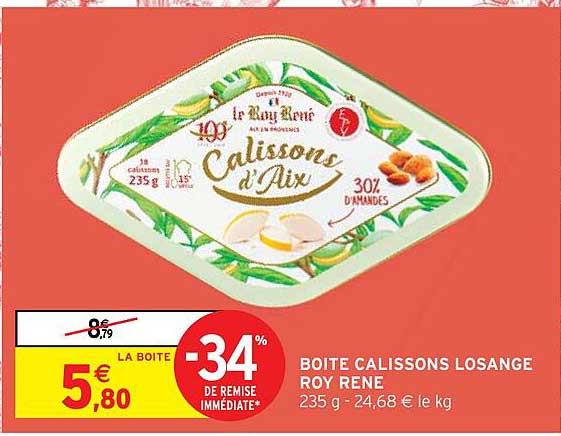 boîte calissons losange roy rené