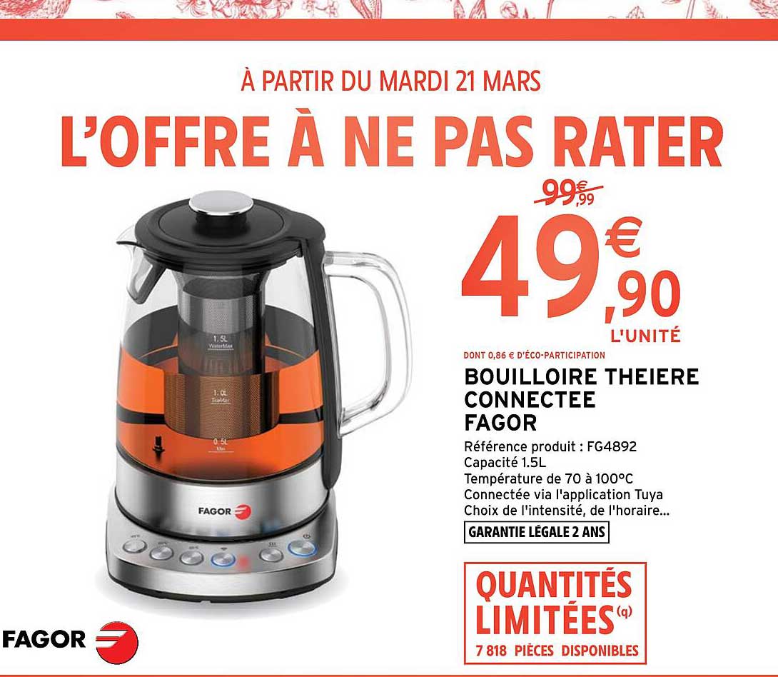 Bouilloire Théière Connectée Fagor