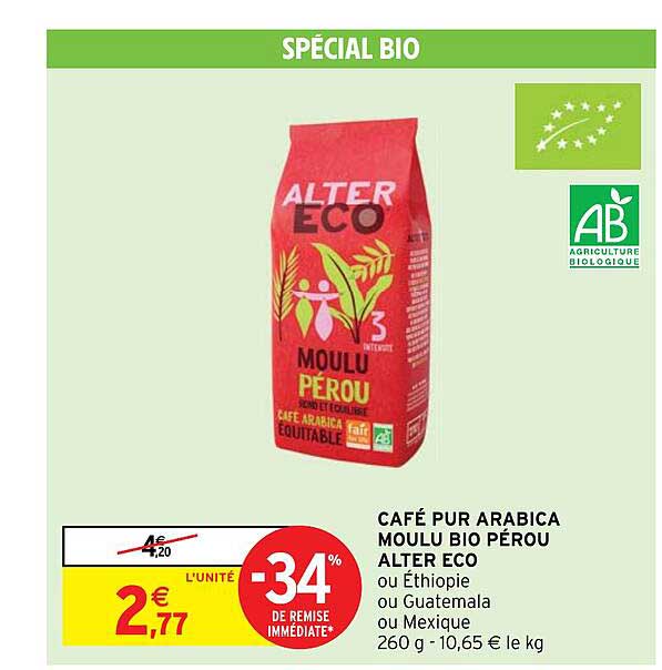 café pur arabica moulu bio pérou alter eco