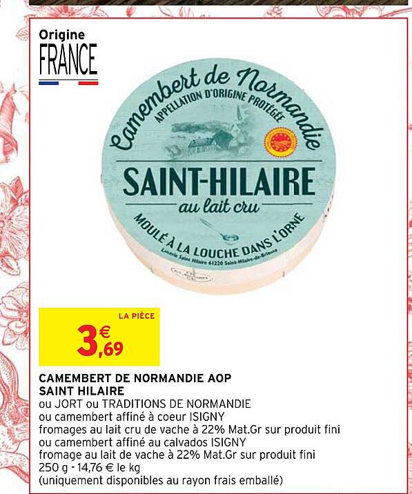 camembert de normandie aop saint hilaire