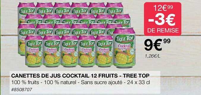 canettes de jus cocktail 12 fruits - tree top