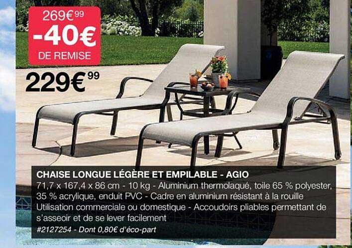Chaise Longue Légère Et Empilable - Agio