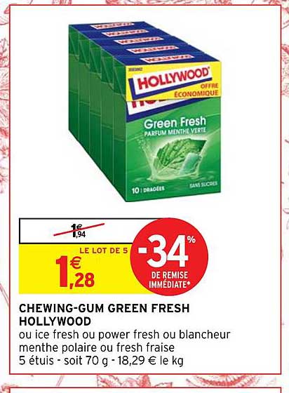 chewing-gum green fresh hollywood