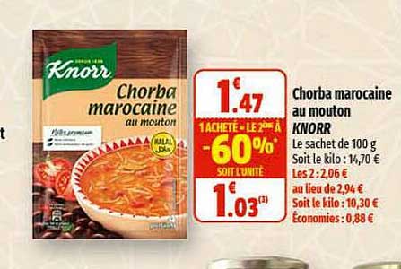 chorba marocaine au mouton knorr