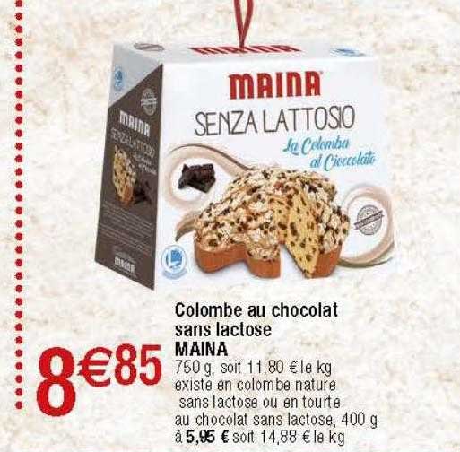 colombe au chocolat sans lactose maina