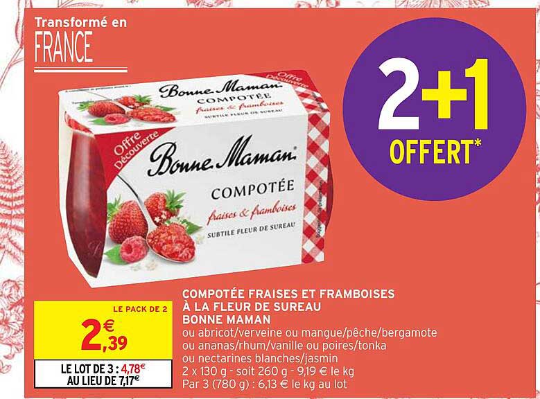 compotée fraises et framboises à la fleur de sureau bonne maman
