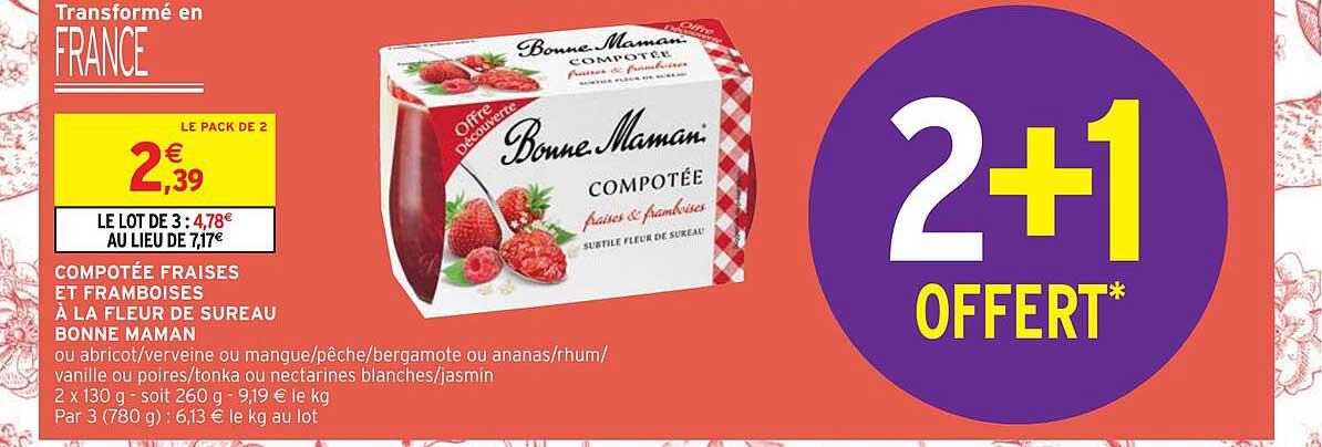 compotée fraises et framboises à la fleur de sureau bonne maman