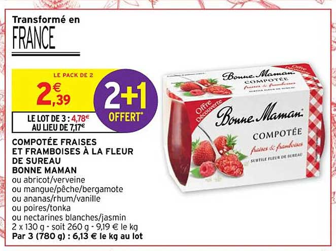 compotée fraises et framboises à la fleur de sureau bonne maman
