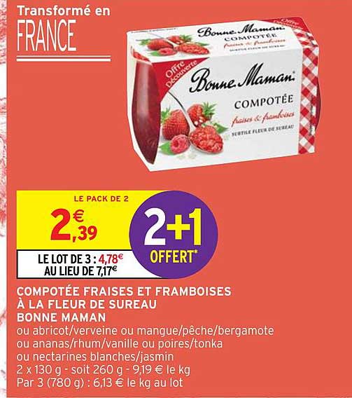 Compotée Fraises Et Framboises à La Fleur De Sureau Bonne Maman