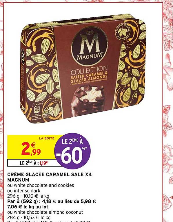 Crème Glacée Caramel Salé X 4 Magnum